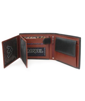 Black-brown men's leather wallet with internal clasp 513-4404A-60/44