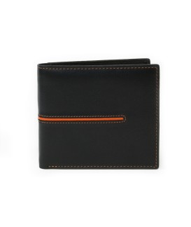 Black and orange men's leather wallet 513-3223A-60/84
