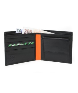 Black and orange men's leather wallet 513-3223A-60/84