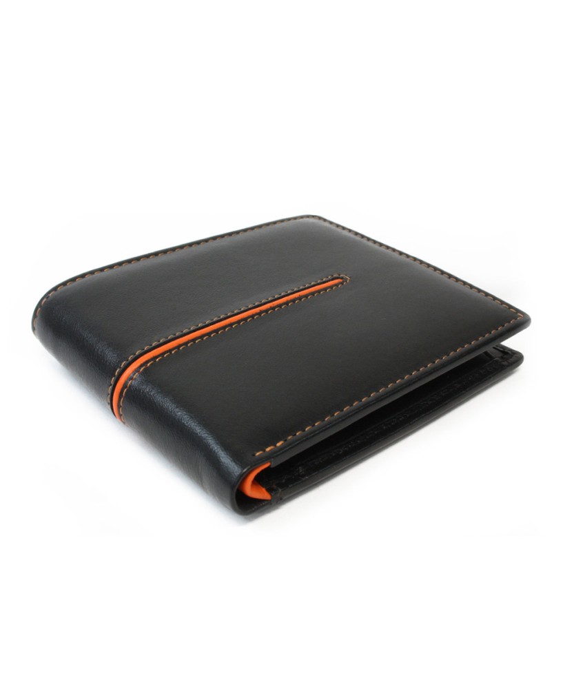 Black and orange men's leather wallet 513-3223A-60/84