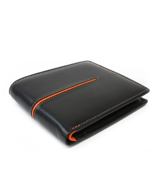 Black and orange men's leather wallet 513-3223A-60/84