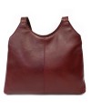 Dark red leather zippered handbag with two straps 212-8013-31