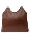 Brown leather zippered handbag with two straps 212-8013-40