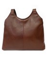 Brown leather zippered handbag with two straps 212-8013-40