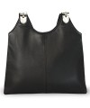 Black leather zipper handbag with two straps 212-8013-60