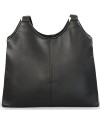 Black leather zipper handbag with two straps 212-8013-60