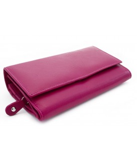 Fuxia women's leather clutch wallet with a snap closure 511-2120-36