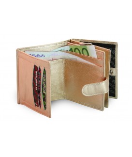 Rose gold ladies' leather wallet with clasp closure 511-9769-01