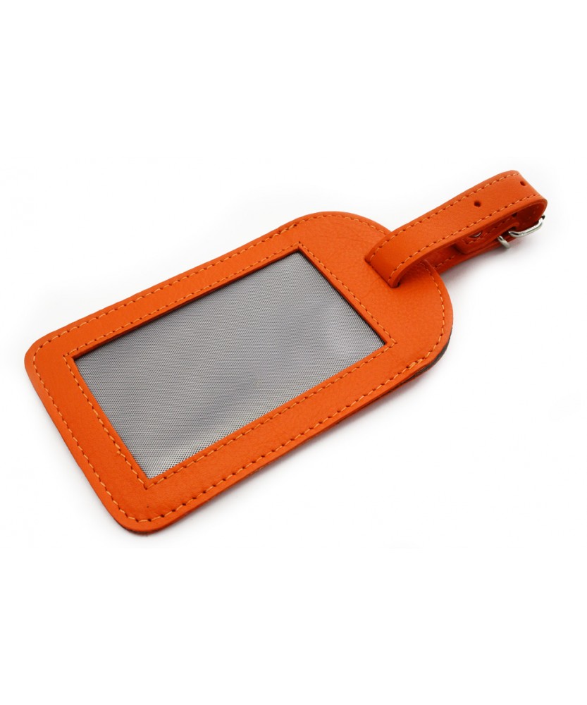 Orange leather luggage tag 619-5405-84