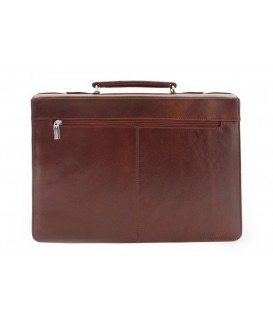 Brown leather briefcase with three internal compartments 112-6004-40