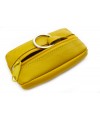 Yellow leather keychain with zipper pocket 619-2418-86