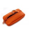 Orange leather keychain with a zip pocket 619-2418-84