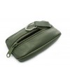 Dark green leather keychain with zipper pocket 619-2418-57