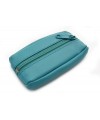 Turquoise blue leather keychain with zipper pocket 619-2418-53