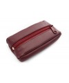 Wine-red leather keychain with a zip pocket 619-2418-34