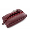 Wine-red leather keychain with a zip pocket 619-2418-34