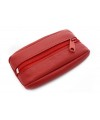 Red leather keychain with zipper pocket 619-2418-31