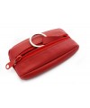 Red leather keychain with zipper pocket 619-2418-31