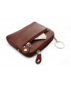 Larger brown leather double-zip keychain 619-8104-41