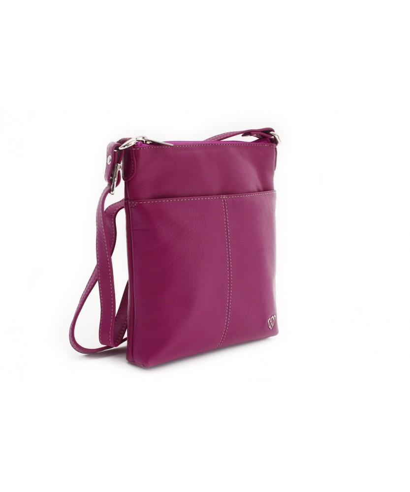 Fuxia leather zipper handbag 212-3013-36