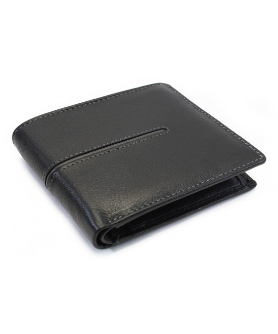 Black and gray men's leather wallet 513-3223A-60/66