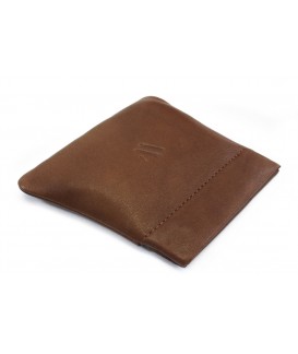 Dark brown leather coin pocket with spring 519-7708-47