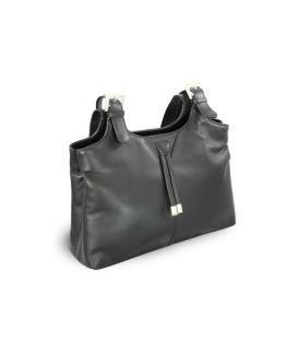 Black women's leather zippered handbag 212-7019-60