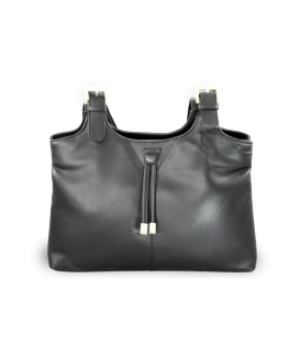 Black women's leather zippered handbag 212-7019-60