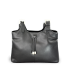 Black women's leather zippered handbag 212-7019-60