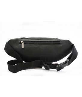 Black leather fanny pack 611-6116-60