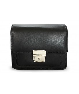 Black leather men's flip-top briefcase 611-7322-60