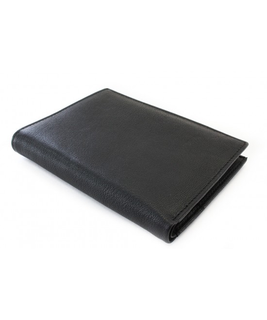 Black men's leather wallet - billfold with internal zipper pocket 514-5924-60