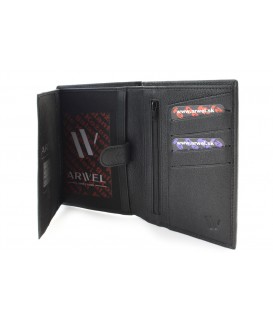 Black men's leather wallet - billfold with internal zipper pocket 514-5924-60