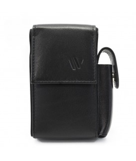 Black leather cigarette case - long 611-0307A-60.