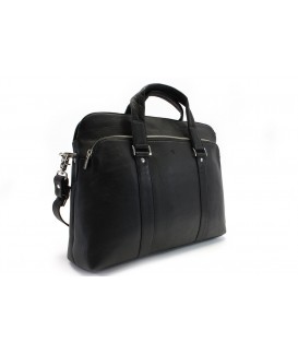Black leather business laptop bag 212-2187-60