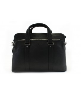 Black leather business laptop bag 212-2187-60