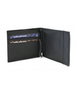 Black men's leather wallet without a coin pocket 519-2910A-60