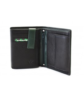 Black-green men's leather wallet with an internal snap closure 514-8140-60/58