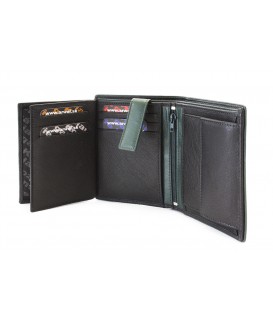 Black-green men's leather wallet with an internal snap closure 514-8140-60/58