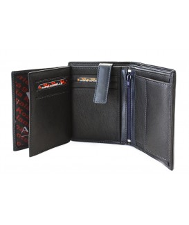 Black and blue men's leather wallet with an internal snap closure 514-8140-60/97