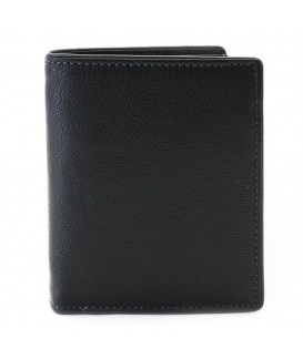 Men's black grey leather wallet with inner pins 514-8140-60/66