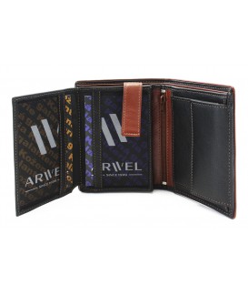 Black-brown men's leather wallet with an internal coin pocket 514-8140-60/44.