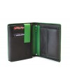 Black and green men's leather wallet with inner fastener 514-8140-60/51