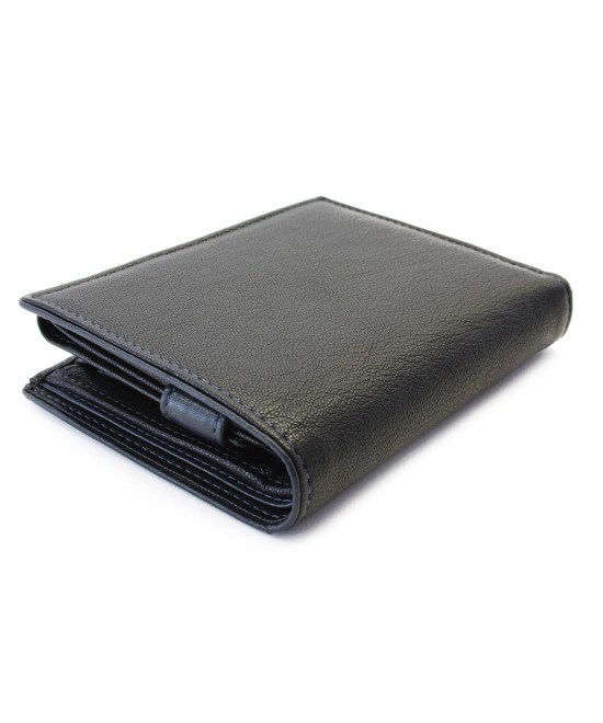 Black and blue men's leather wallet with an internal snap closure 514-8140-60/97