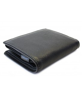 Men's black grey leather wallet with inner pins 514-8140-60/66