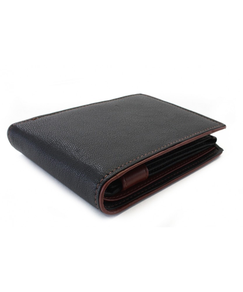 Black men's leather wallet with a brown pinch 513-8142-60/44