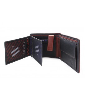 Black men's leather wallet with a brown pinch 513-8142-60/44