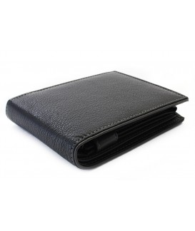 Black-grey men's leather wallet with inner fastener 513-8142-60/66