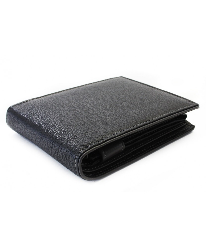 Black-grey men's leather wallet with inner fastener 513-8142-60/66