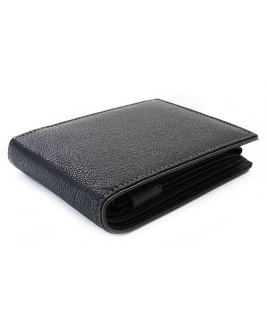 Black-grey men's leather wallet with inner fastener 513-8142-60/66